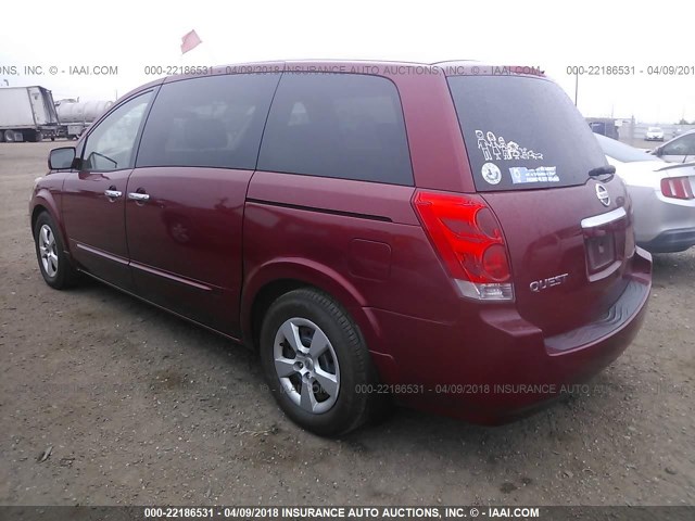 5N1BV28U27N129251 - 2007 NISSAN QUEST S/SE/SL RED photo 3