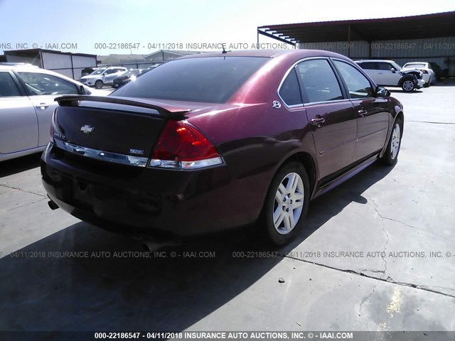 2G1WC57M591164328 - 2009 CHEVROLET IMPALA 2LT RED photo 4