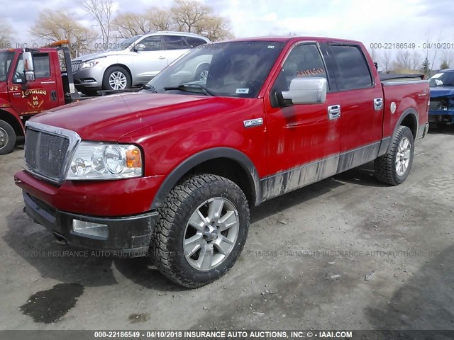 1FTPW14594KC31076 - 2004 FORD F150 SUPERCREW RED photo 2
