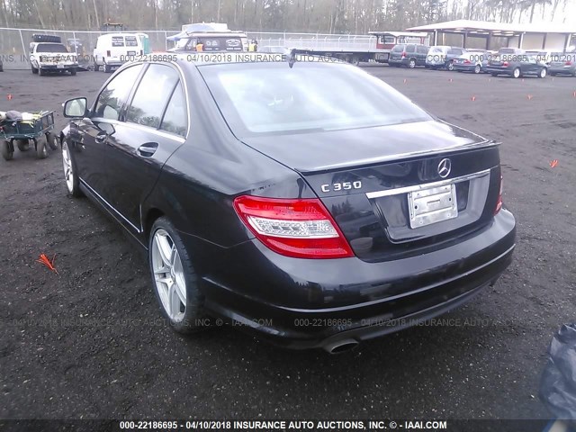 WDDGF56X38F097630 - 2008 MERCEDES-BENZ C 350 BLACK photo 3