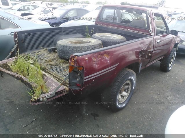 JT4VN01D7M0003718 - 1991 TOYOTA PICKUP 1/2 TON SHORT WHEELBASE DLX RED photo 4