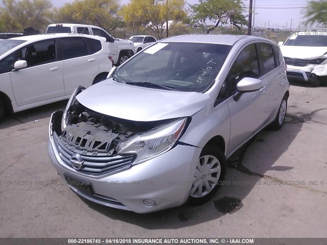 3N1CE2CPXFL409639 - 2015 NISSAN VERSA NOTE S/S PLUS/SV/SL/SR SILVER photo 2