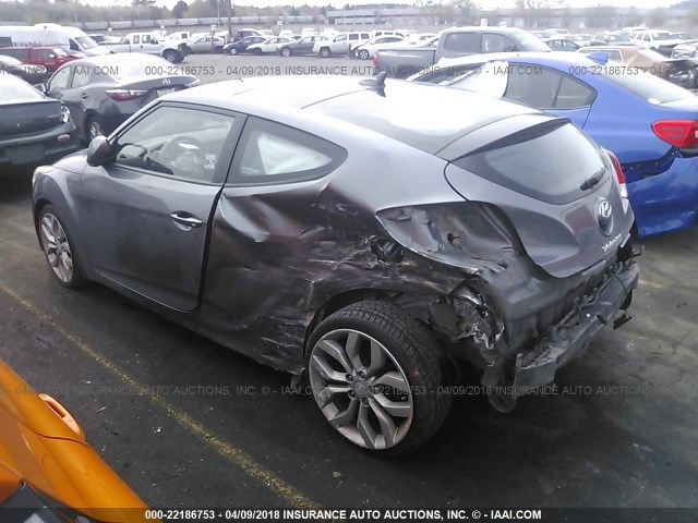 KMHTC6AD1DU175022 - 2013 HYUNDAI VELOSTER GRAY photo 3