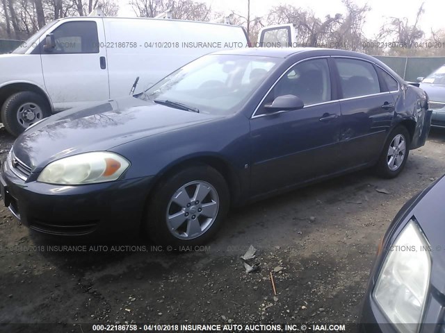 2G1WT58N981276703 - 2008 CHEVROLET IMPALA LT BLUE photo 2