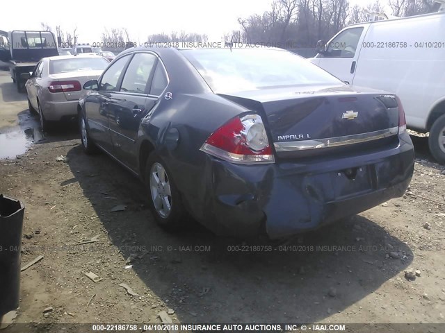 2G1WT58N981276703 - 2008 CHEVROLET IMPALA LT BLUE photo 3