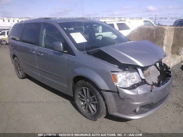 2C4RDGCG9HR800424 - 2017 DODGE GRAND CARAVAN SXT SILVER photo 1