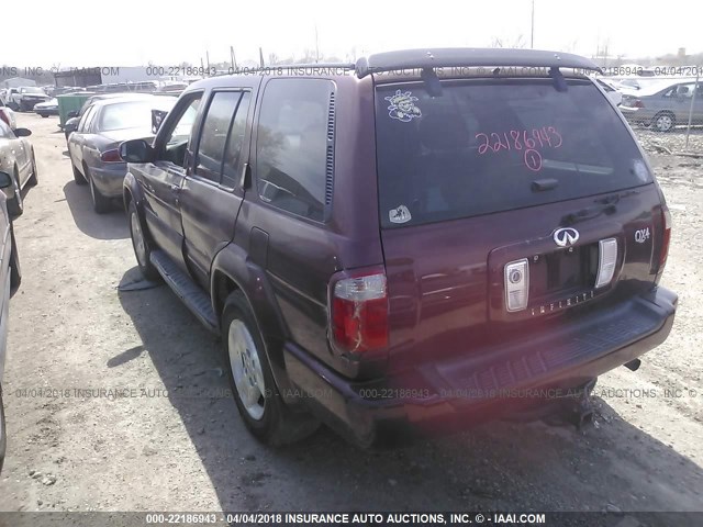 JNRDR09Y72W263750 - 2002 INFINITI QX4 MAROON photo 3