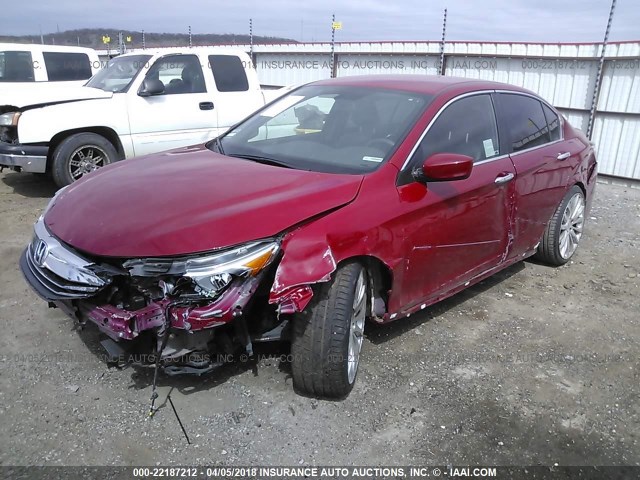 1HGCR2F54GA106717 - 2016 HONDA ACCORD SPORT RED photo 2