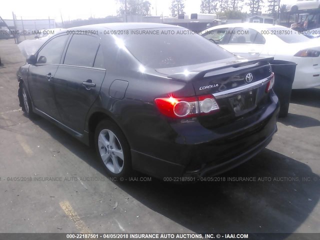 5YFBU4EEXDP141193 - 2013 TOYOTA COROLLA S/LE BLACK photo 3