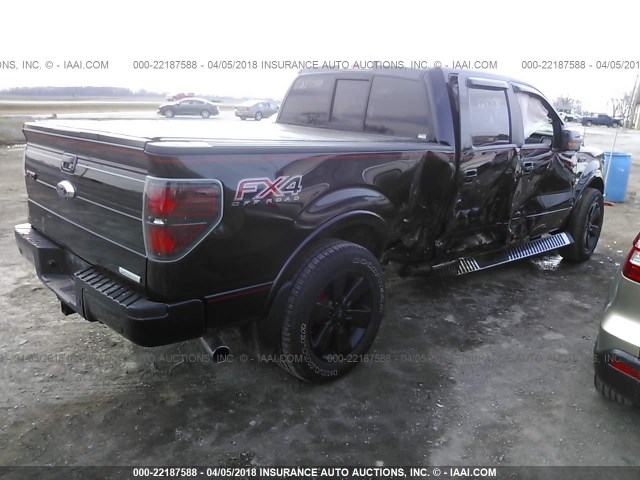 1FTFW1ET6DFD42797 - 2013 FORD F150 SUPERCREW BLACK photo 4