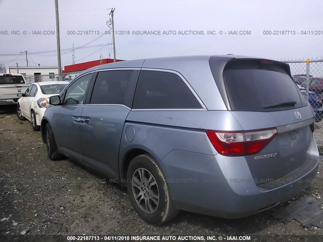 5FNRL5H65CB007195 - 2012 HONDA ODYSSEY EXL ლურჯი ფოტო 3