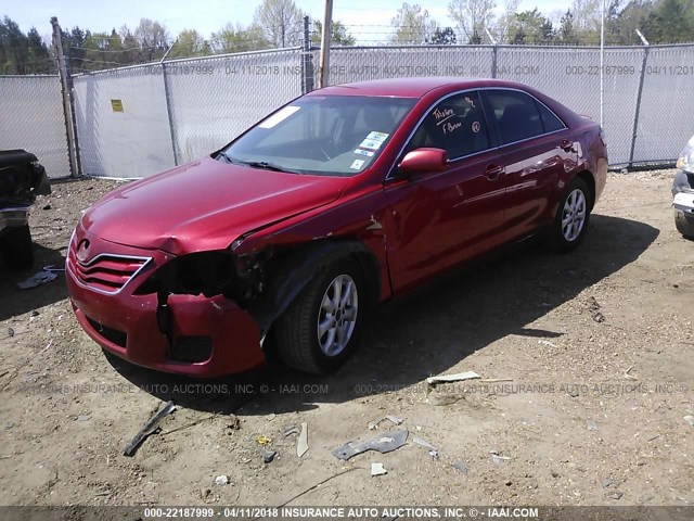4T4BF3EKXBR192141 - 2011 TOYOTA CAMRY SE/LE/XLE RED photo 2