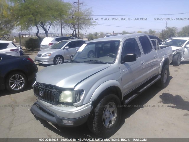 5TEHN72N91Z798571 - 2001 TOYOTA TACOMA DOUBLE CAB SILVER photo 2