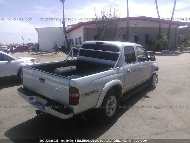 5TEHN72N91Z798571 - 2001 TOYOTA TACOMA DOUBLE CAB SILVER photo 4