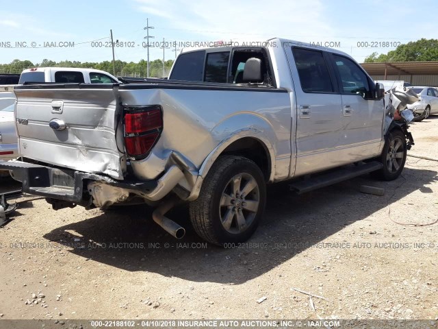 1FTFW1CF2CKE31592 - 2012 FORD F150 SUPERCREW SILVER photo 4