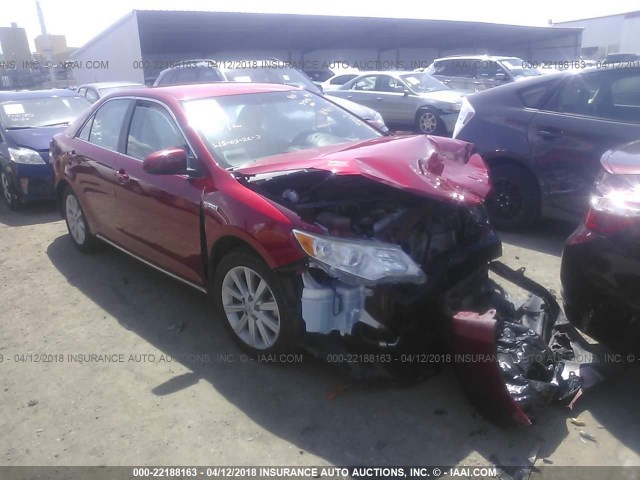 4T1BD1FK5CU014769 - 2012 TOYOTA CAMRY HYBRID/LE/XLE RED photo 1