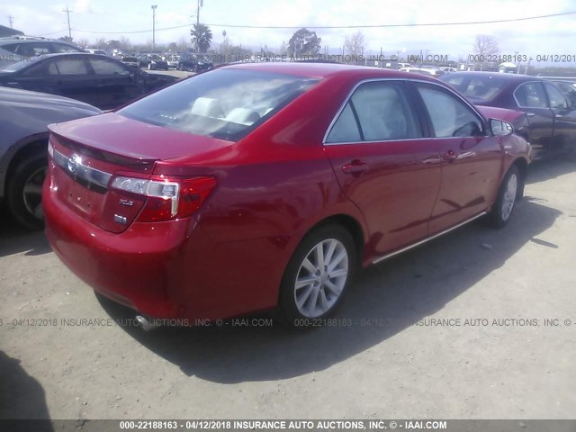 4T1BD1FK5CU014769 - 2012 TOYOTA CAMRY HYBRID/LE/XLE RED photo 4