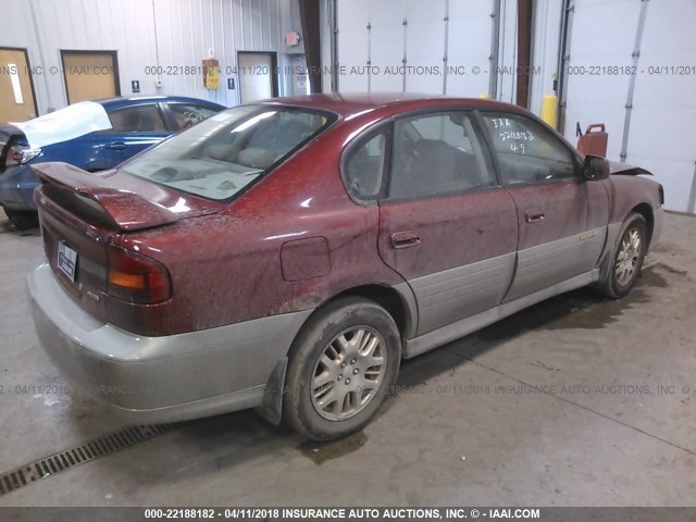 4S3BE896627208961 - 2002 SUBARU LEGACY OUTBACK 3.0 H6/3.0 H6 VDC MAROON photo 4