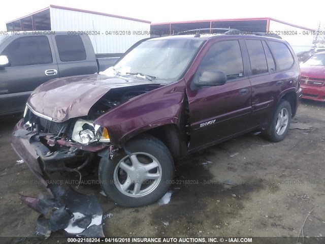 1GKDT13S752112113 - 2005 GMC ENVOY MAROON photo 2