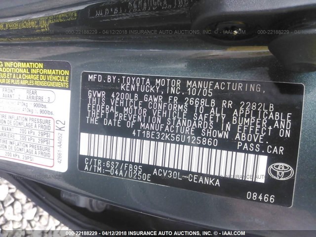 4T1BE32K56U125860 - 2006 TOYOTA CAMRY LE/XLE/SE 灰色 照片 9