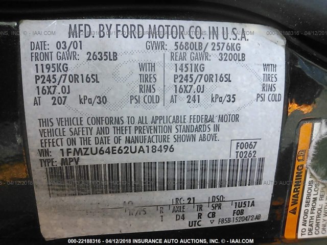 1FMZU64E62UA18496 - 2002 FORD EXPLORER EDDIE BAUER GREEN photo 9