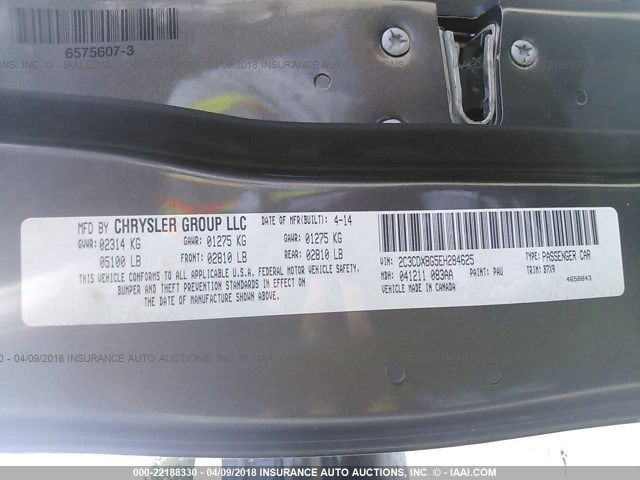 2C3CDXBG5EH284625 - 2014 DODGE CHARGER SE GRAY photo 9