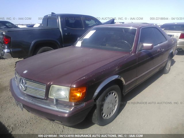 WDBCA45E4LA514341 - 1990 MERCEDES-BENZ 560 SEC MAROON photo 2