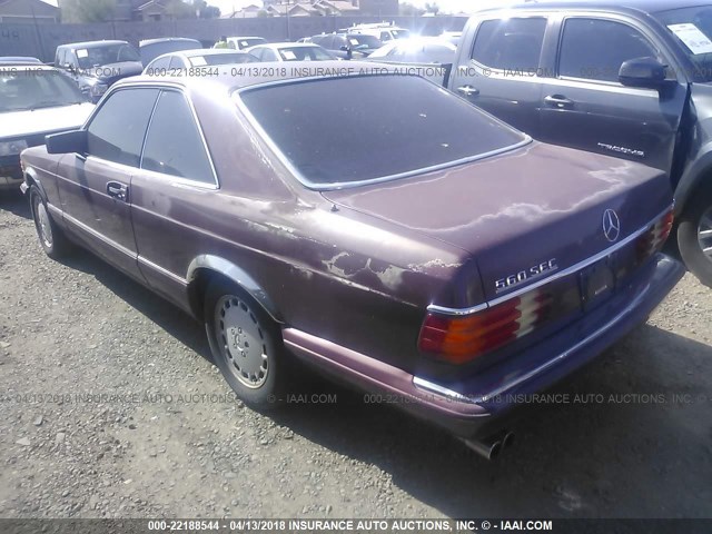 WDBCA45E4LA514341 - 1990 MERCEDES-BENZ 560 SEC MAROON photo 3