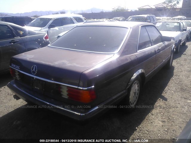 WDBCA45E4LA514341 - 1990 MERCEDES-BENZ 560 SEC MAROON photo 4