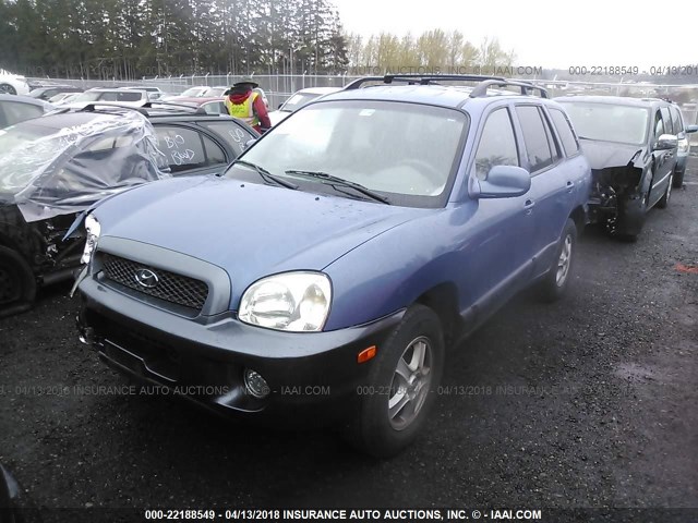 KM8SC83D21U011455 - 2001 HYUNDAI SANTA FE GLS/LX BLUE photo 2