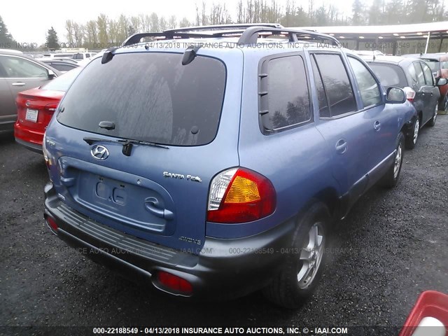 KM8SC83D21U011455 - 2001 HYUNDAI SANTA FE GLS/LX BLUE photo 4