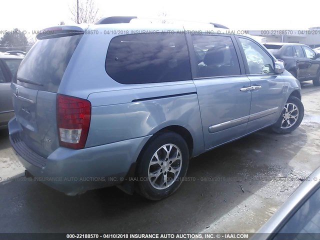 KNDMH4C74E6573692 - 2014 KIA SEDONA EX BLUE photo 4