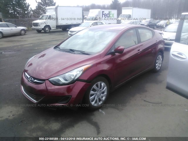 5NPDH4AE7DH187578 - 2013 HYUNDAI ELANTRA GLS/LIMITED RED photo 2