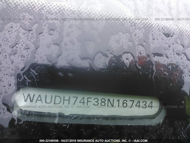 WAUDH74F38N167434 - 2008 AUDI A6 3.2 QUATTRO BLACK photo 9