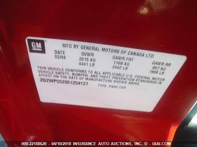 2G2WP552061254127 - 2006 PONTIAC GRAND PRIX SILVER photo 9