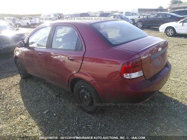 KL1TD52695B297725 - 2005 CHEVROLET AVEO LS BURGUNDY photo 3