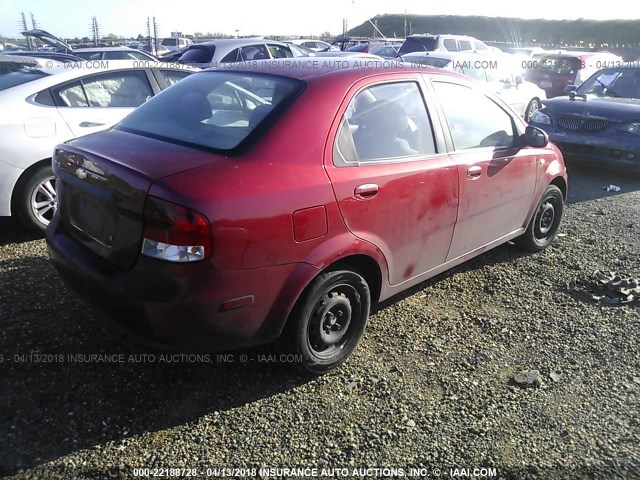KL1TD52695B297725 - 2005 CHEVROLET AVEO LS BURGUNDY photo 4