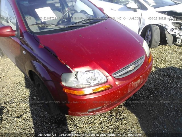 KL1TD52695B297725 - 2005 CHEVROLET AVEO LS BURGUNDY photo 6