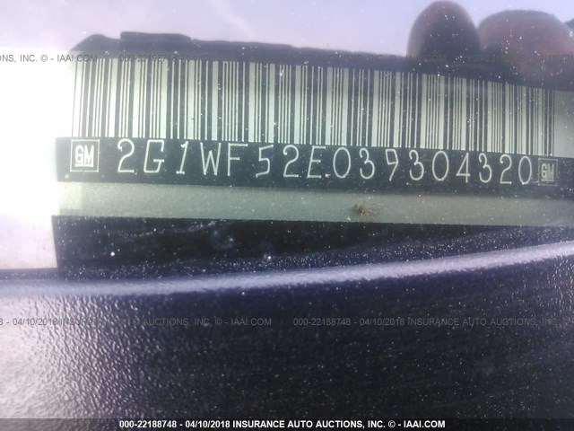 2G1WF52E039304320 - 2003 CHEVROLET IMPALA GOLD photo 9