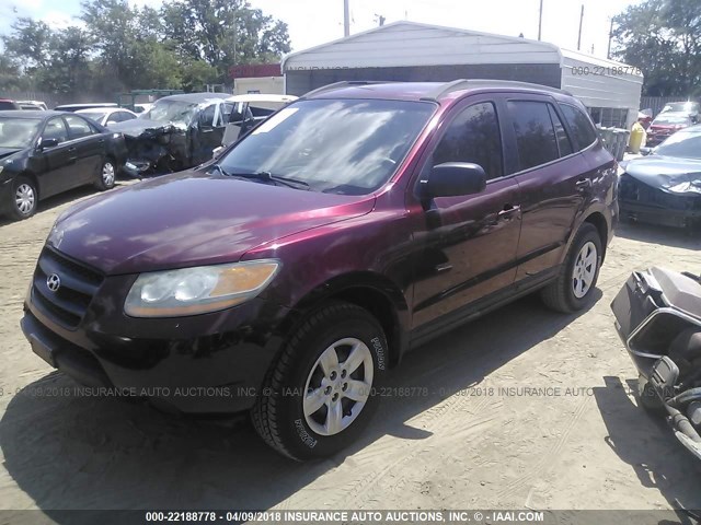 5NMSG13D19H242415 - 2009 HYUNDAI SANTA FE GLS MAROON photo 2