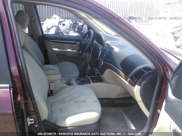 5NMSG13D19H242415 - 2009 HYUNDAI SANTA FE GLS MAROON photo 5