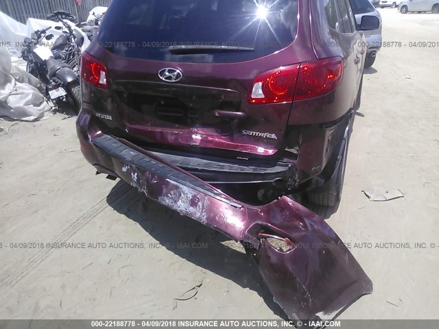 5NMSG13D19H242415 - 2009 HYUNDAI SANTA FE GLS MAROON photo 6