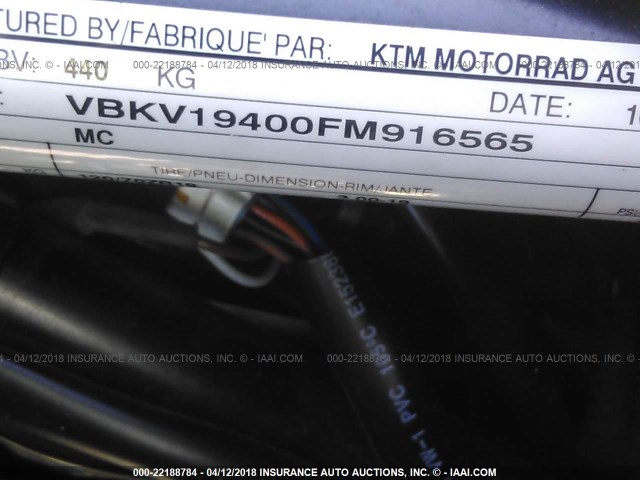 VBKV19400FM916565 - 2015 KTM 1190 ADVENTURE GRAY photo 10