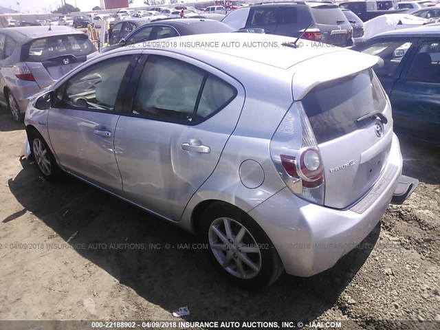 JTDKDTB33C1011899 - 2012 TOYOTA PRIUS C SILVER photo 3