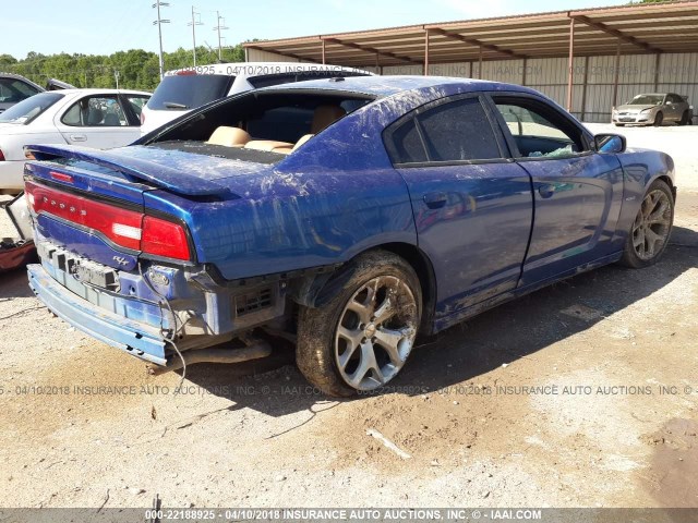2C3CDXCT4CH260552 - 2012 DODGE CHARGER R/T BLUE photo 4