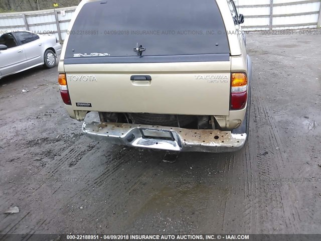 5TEHN72NX1Z757592 - 2001 TOYOTA TACOMA DOUBLE CAB ოქროსფერი ფოტო 6