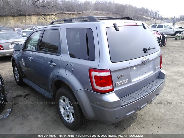 1FMCU49H78KA04057 - 2008 FORD ESCAPE HEV SILVER photo 3