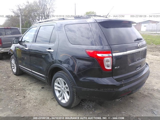 1FM5K7D86DGB61972 - 2013 FORD EXPLORER XLT BLACK photo 3