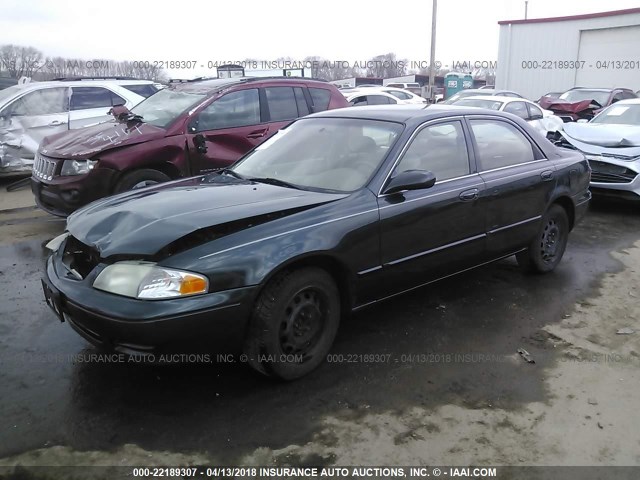 1YVGF22C025261385 - 2002 MAZDA 626 LX GREEN photo 2