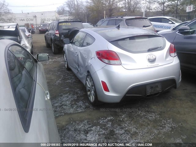 KMHTC6AD6CU037247 - 2012 HYUNDAI VELOSTER SILVER photo 3